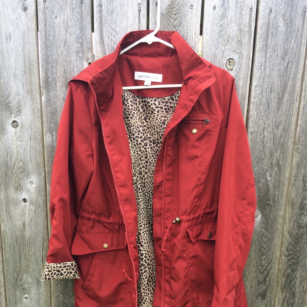 Liz Claiborne red rain jacket